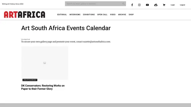 Art Africa Events Website preview