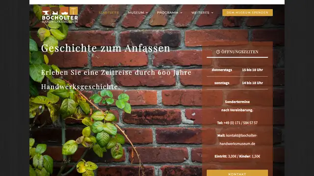 Bocholt Craft Museum Website preview