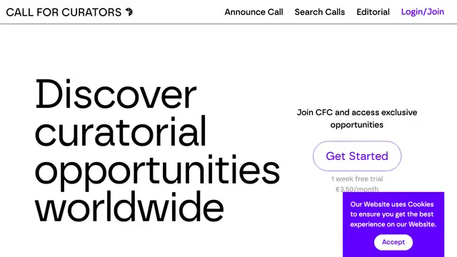 Call For Curators Website preview