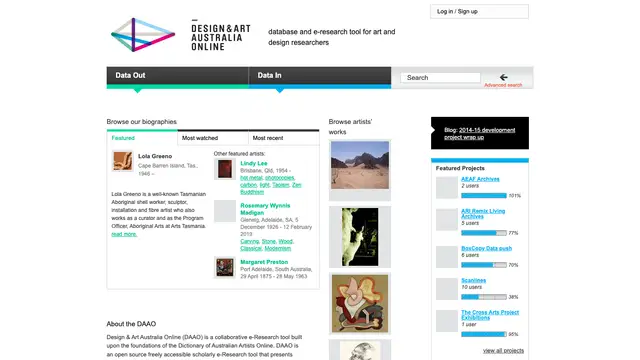 Design and Art Australia Online Website preview