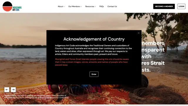 Indigenous Art Code Website preview