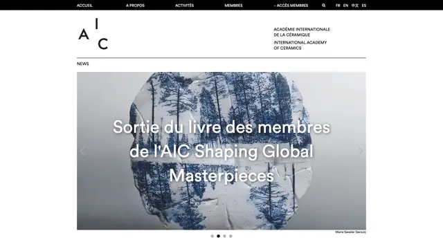 International Academy of Ceramics Website preview