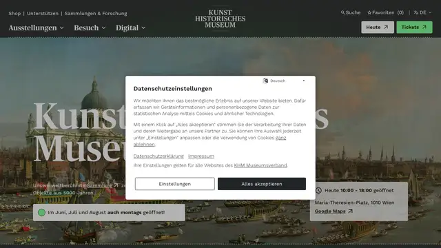 Kunsthistorisches Museum Website preview