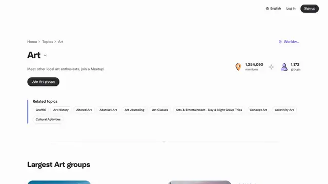 Meetup Art Groups Website preview