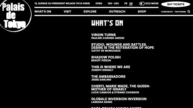 Palais de Tokyo Website preview