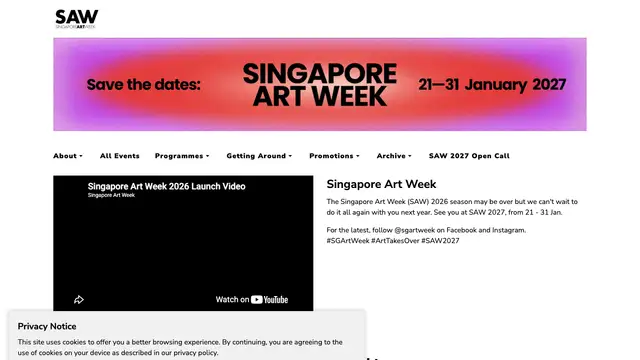 Singapore Art Week Website preview