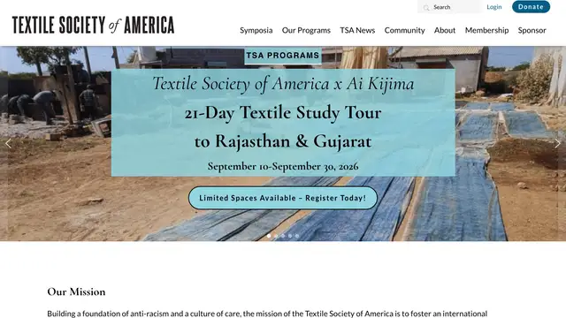 Textile Society of America Website preview