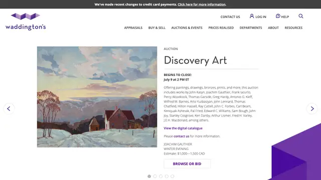 Waddington's Website preview