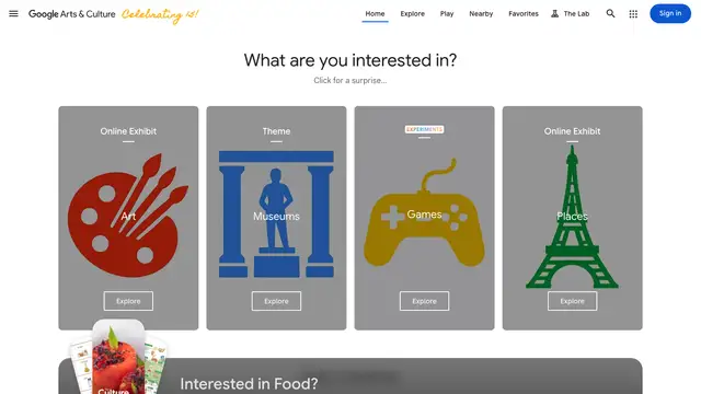 Google Arts & Culture Website preview